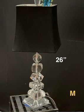 Crystal Table Lamp with Black Shade